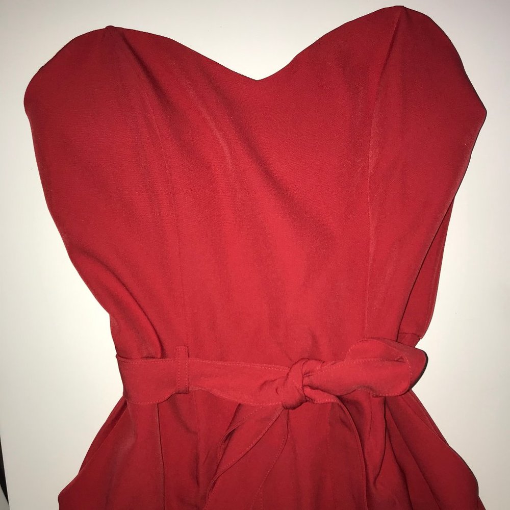 Strapless Red Jumpsuit - Picture 4 of 5